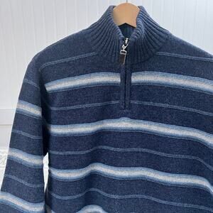 Daniele Blasi Italy Sweater Heritage Quiet Luxury Wool Zip Men's M Blue‎ Stripe